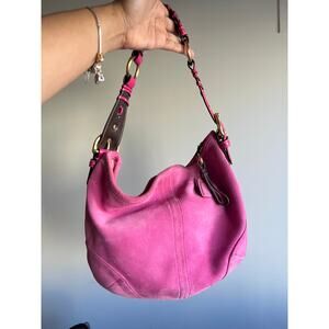 Vintage 2004 Coach Pink Suede Shoulder Bag
